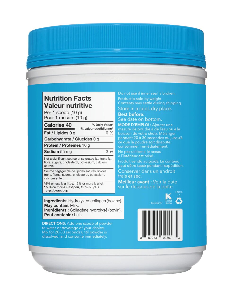 Vital Proteins Collagen Peptides Unflavored, 20 oz, 567g, Nutrition Facts, SNS Health, Collagen