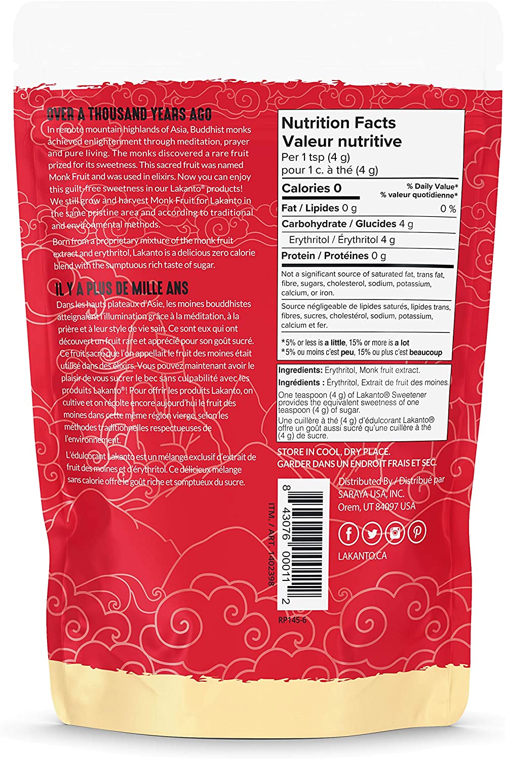 Golden Lakanto - Sugar Free Sweetener 800g