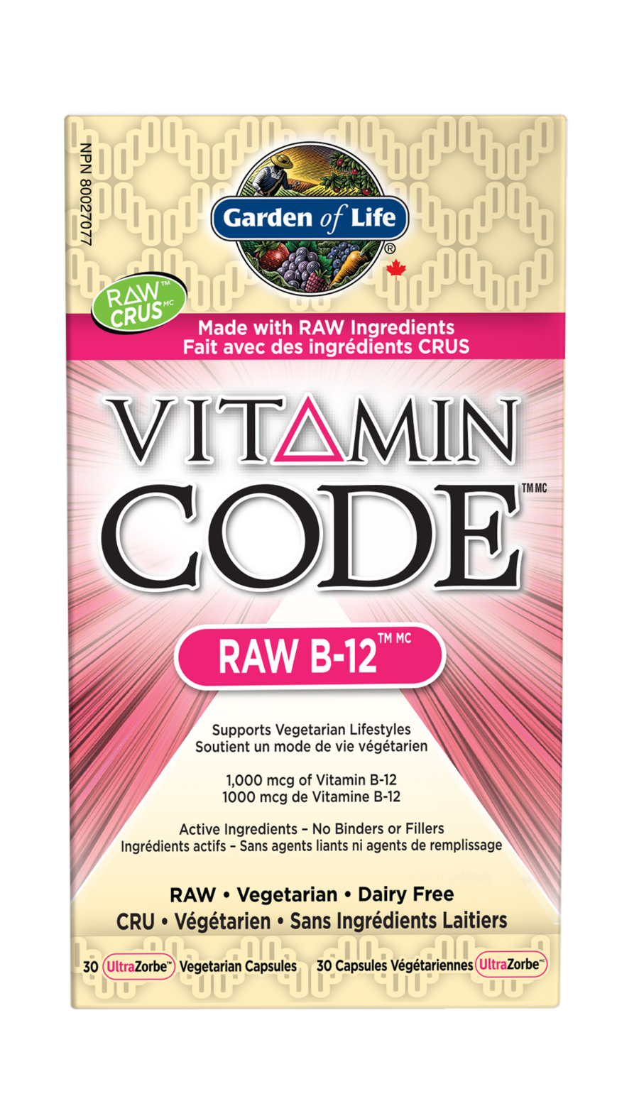 Raw Vitamin Code B-12 1000mcg 30 Caps / g