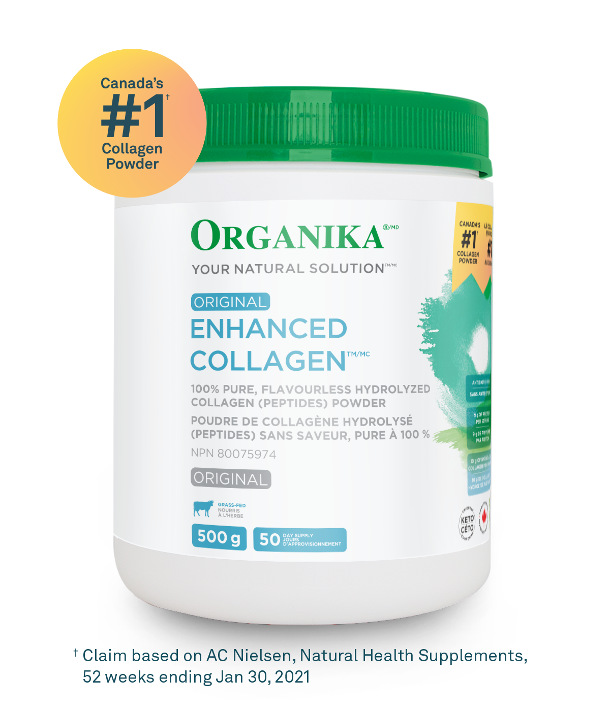 Organika Enhanced Collagen, 500g, Original, Grass-fed, SNS Health, Collagen