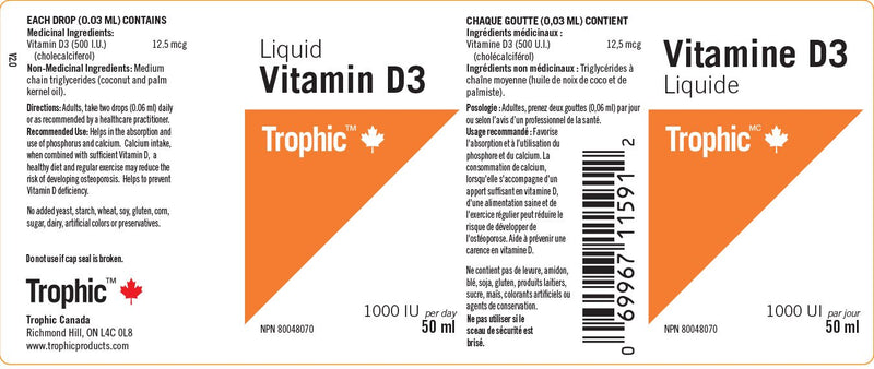 Trophic Vitamin D3 1000 IU Liquid 50 ml