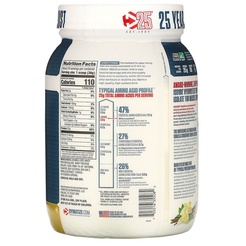 Dymatize ISO100 Whey 1.6Lb / Natural Vanilla