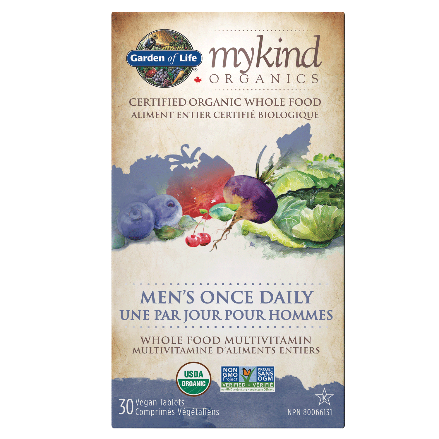 Mykind Organics - Multivitamin - Men's Once Daily 30 Vegan Tablets / g