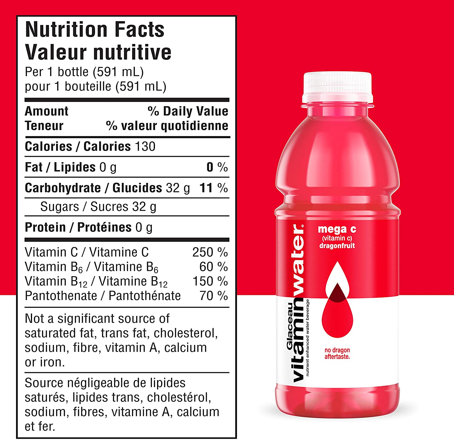 Glaceau Vitamin Water Mega C (Vitamin C) Dragonfruit / 12