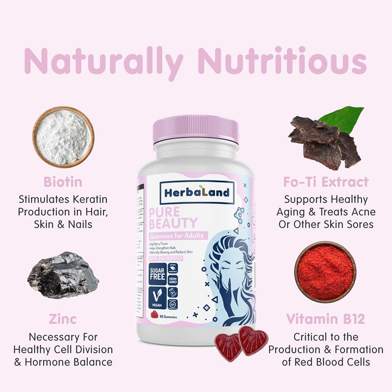 Biotin Pure Beauty Gummies For Adults 60 Gummies / Goji Berry