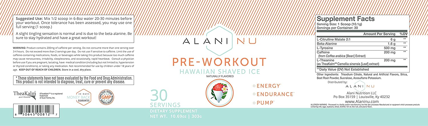 Alani Nu Pre-Workout 300g / Hawaiian Shaved Ice