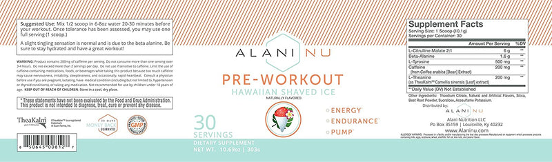 Alani Nu Pre-Workout 300g / Hawaiian Shaved Ice