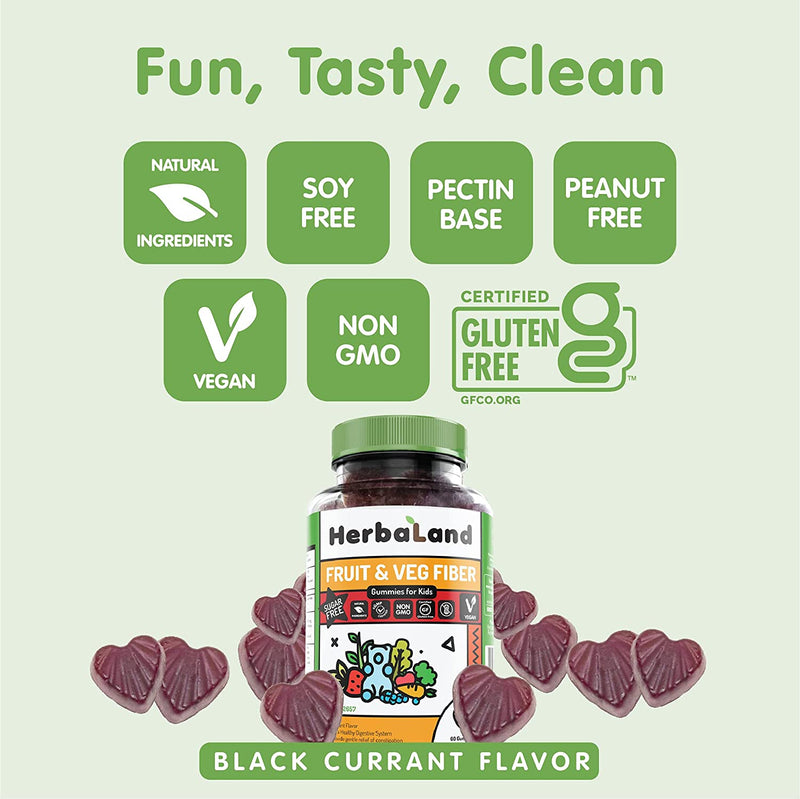 Organic Fruit & Veg Fiber Gummies For Kids 60 Gummies / Black Currant