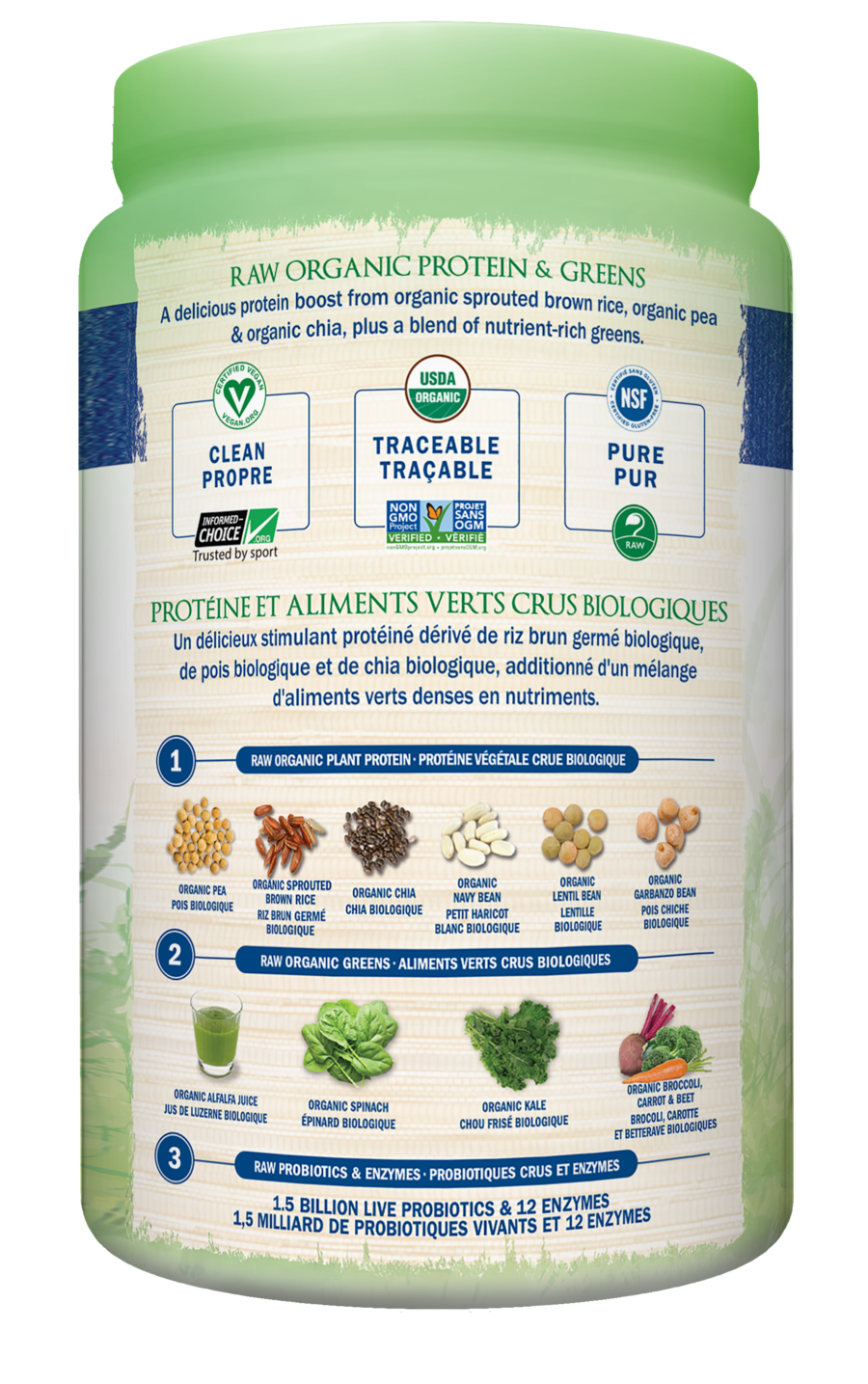 RAW Organic Protein & greens 550 g / Vanilla / g