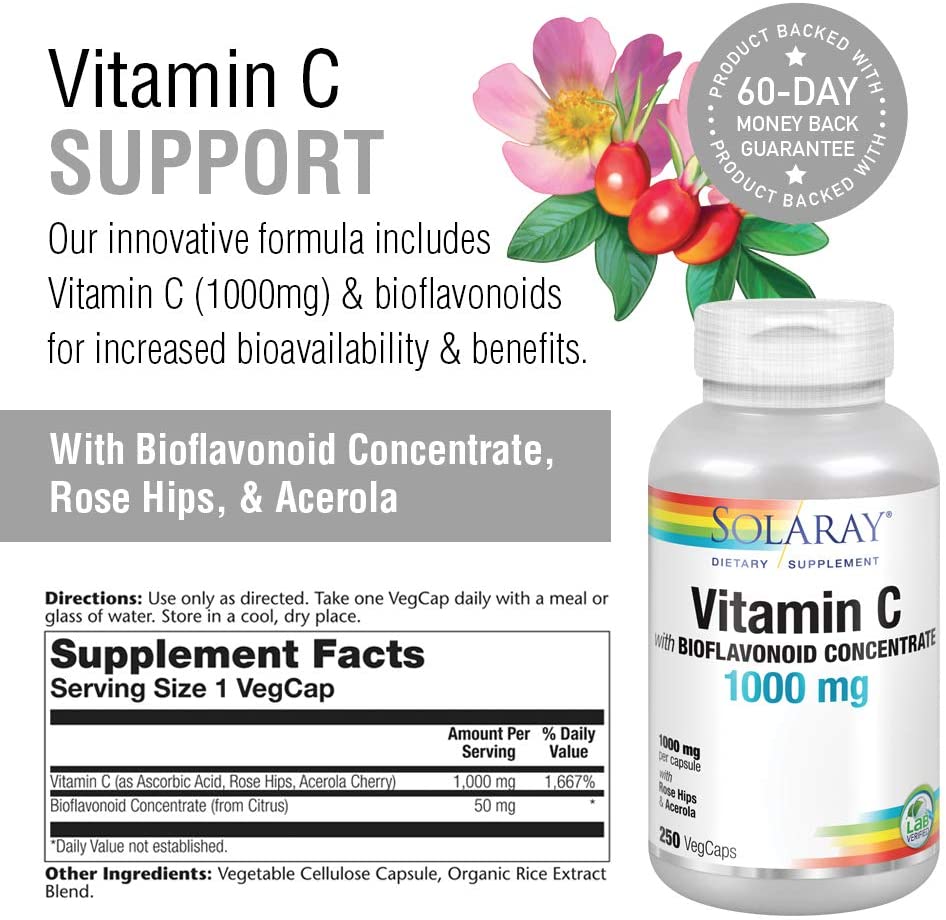 Vitamin C with Rose Hips, Acerola, Bioflavonoids 1000mg 100