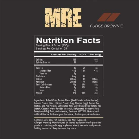 MRE Meal Replacement (Real Wholefood) 7.15lb / Fudge Brownie
