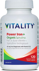 Vitality Power Iron + Organic Spirulina 120 vcap - 120 vegetarian capsules - Iron
