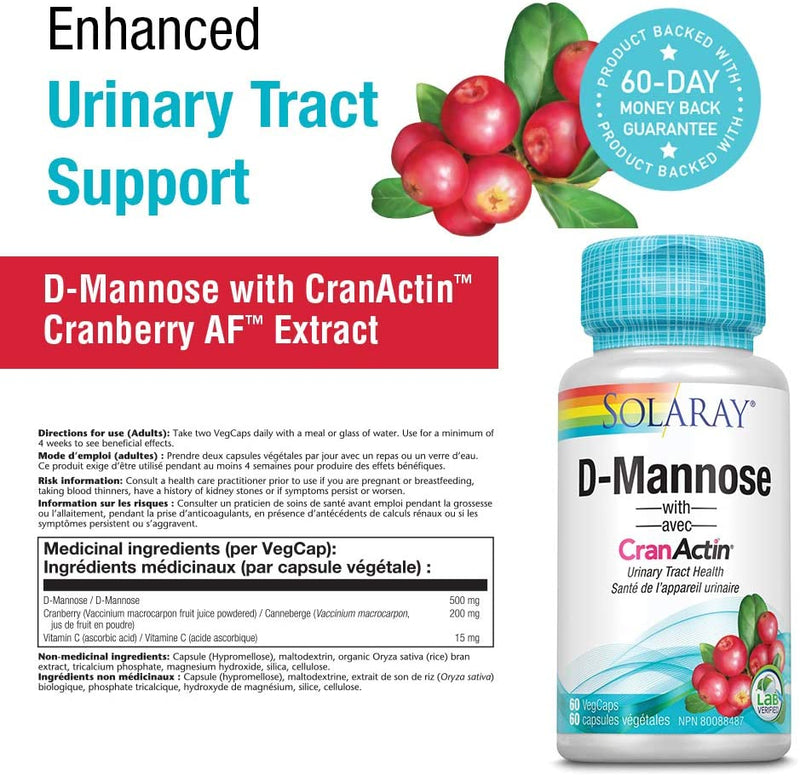 D-Mannose with CranActin Cranberry Extract 1000mg 60