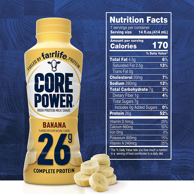 Fairlife Core Power High Protein Shake, Banana / 12 / 414ml, Nutrition facts, SNS Health, Sports Nutrition