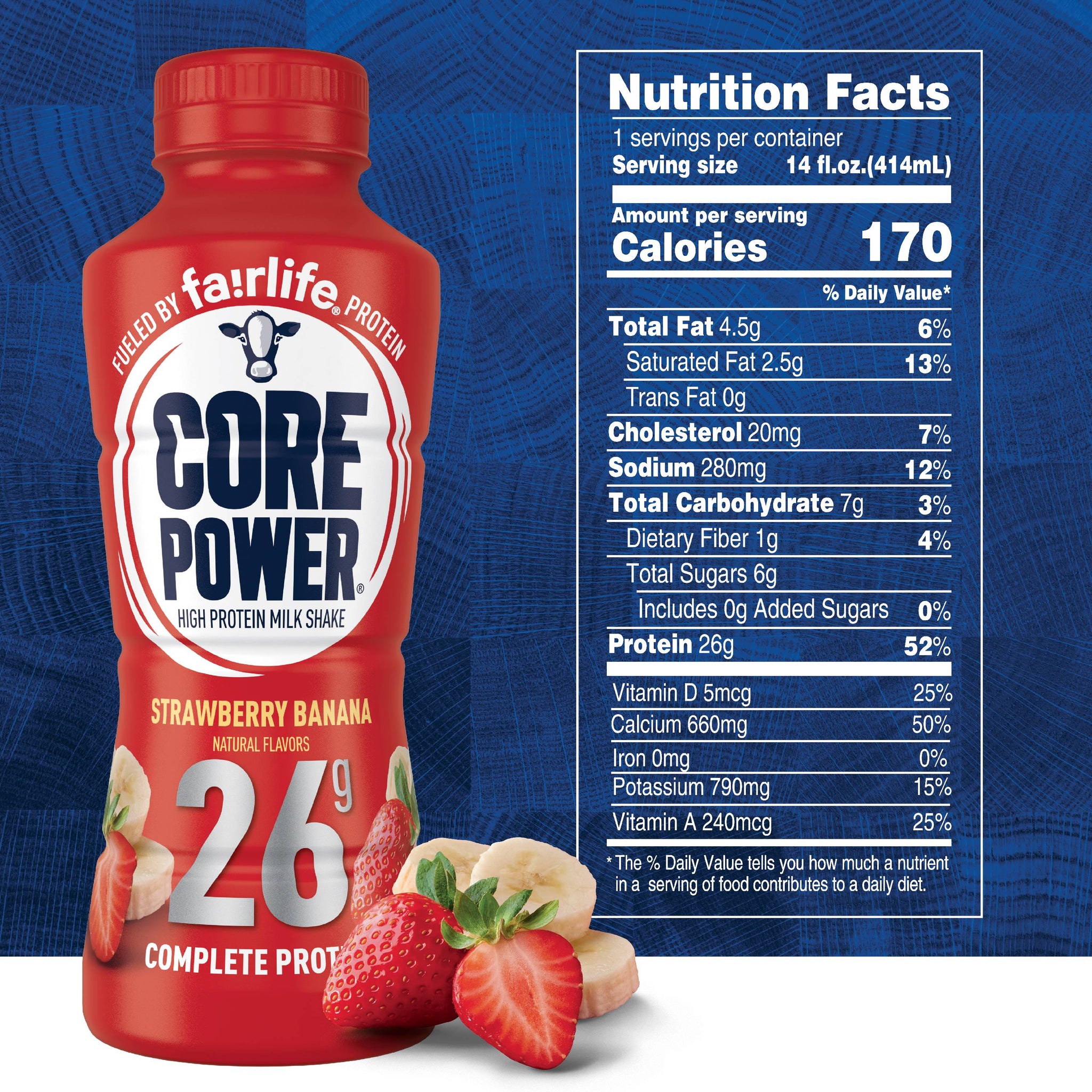 Fairlife Core Power High Protein Shake, Strawberry Banana / 12 / 414ml, Nutrition Facts, SNS Health, Protein Shake