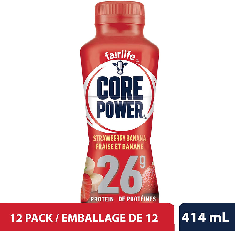 Fairlife Core Power High Protein Shake, Strawberry Banana / 12 / 414ml, 26g protein, SNS Health, Protein Shake