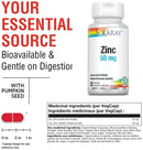 Solaray Zinc 50mg - 100 vegetarian capsules - Immune Support