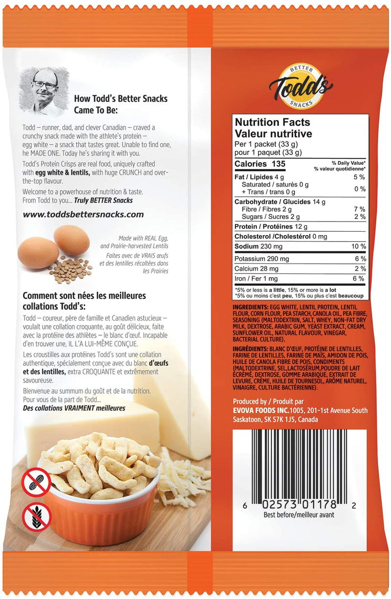 Egg and Lentil Protein crisp 10x33g 10 / White Cheddar