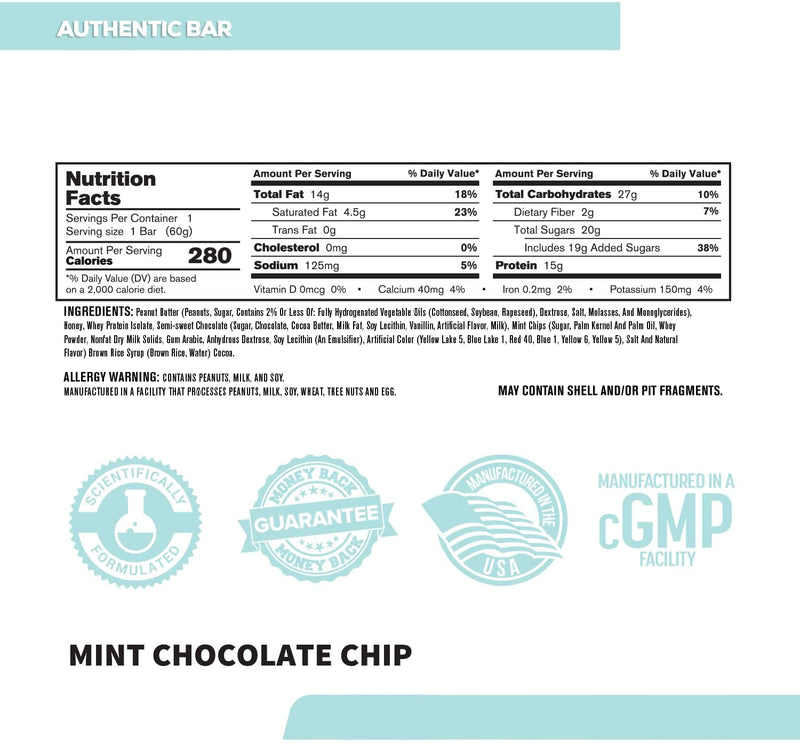 Authentic Protein Bar Mint Chocolate Chip / 6x60g