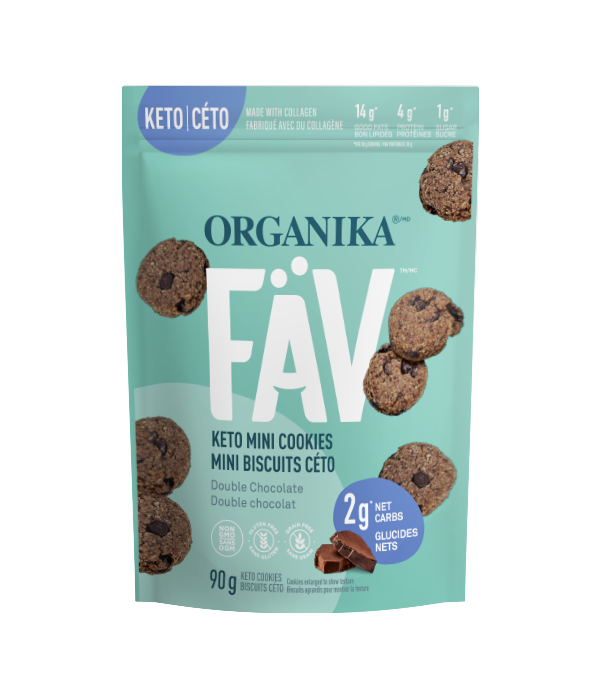 FÄV KETO MINI COOKIES DOUBLE CHOCOLATE / 90g X 6 POUCHES