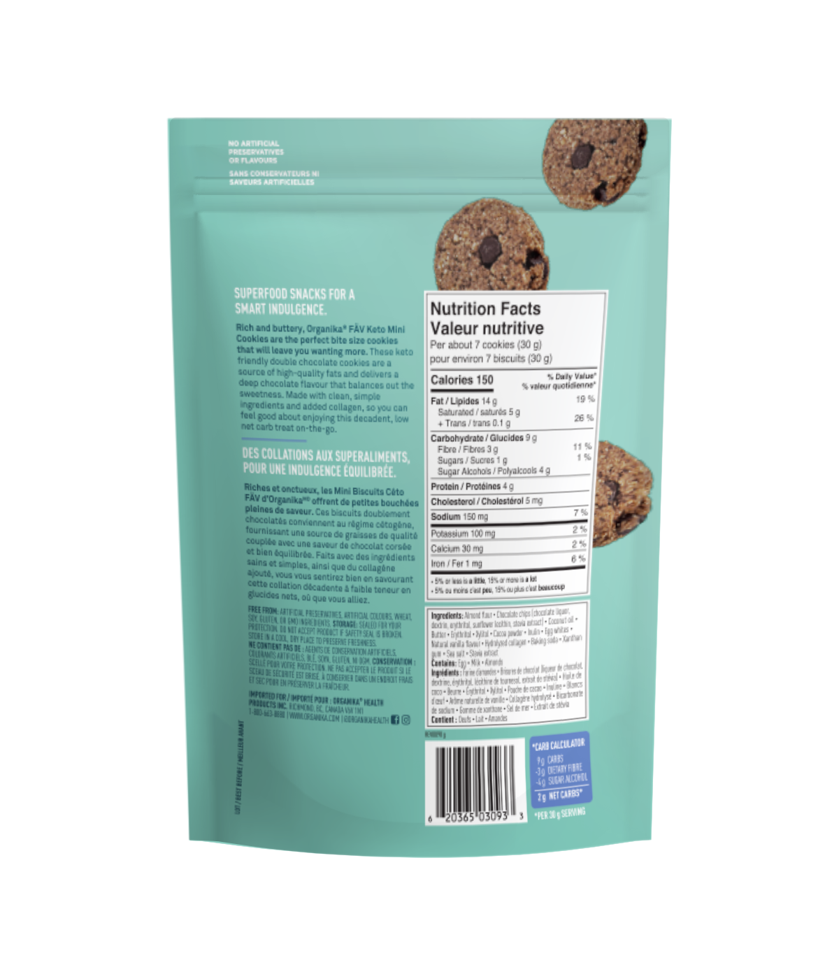FÄV KETO MINI COOKIES DOUBLE CHOCOLATE / 90g X 6 POUCHES
