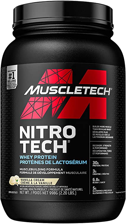 MuscleTech Nitro-Tech Whey Protein, Vanilla Cream / 2.2 lbs or 998g, SNS Health, Sports Nutrition