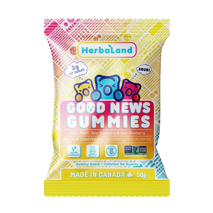 Good News Gummies: Tart Trio - Clean Candy 12 / Sour Raspberry, Sour Blueberry & Sour Peach