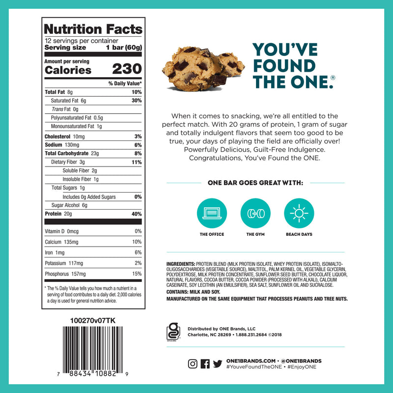 ONE PROTEIN BARS CHOCOLATE CHIP COOKIE DOUGH / 60g