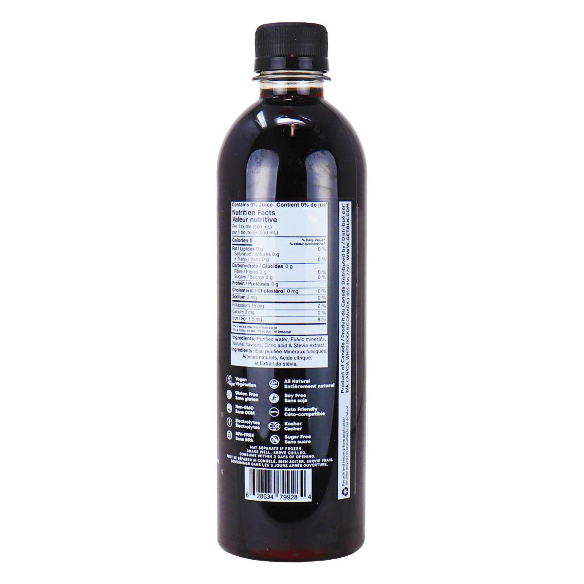 Schwarz. Alkalisches Wasser mit pH-Wert 8,0+