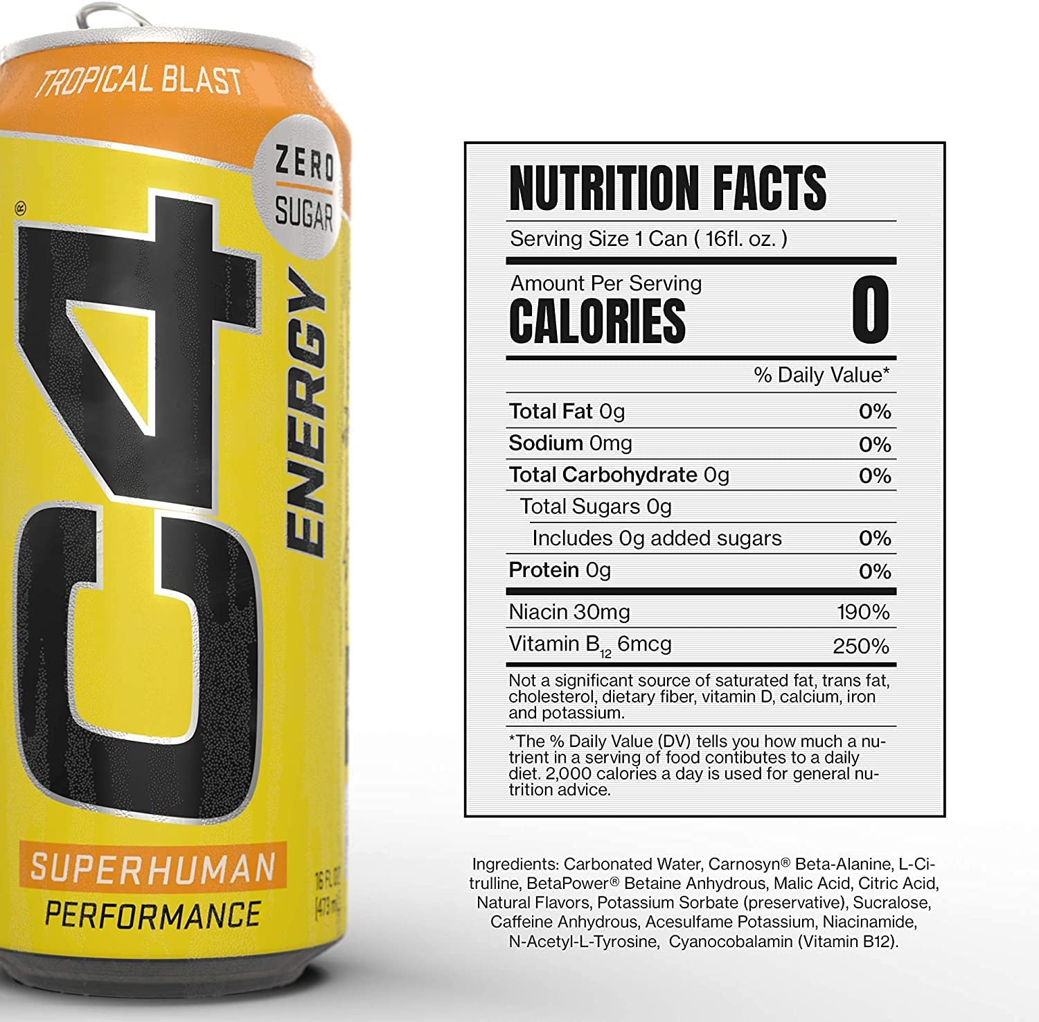 CELLUCOR C4 Energy (Carbonated) Rtd Pack of 12 / Tropical Blast