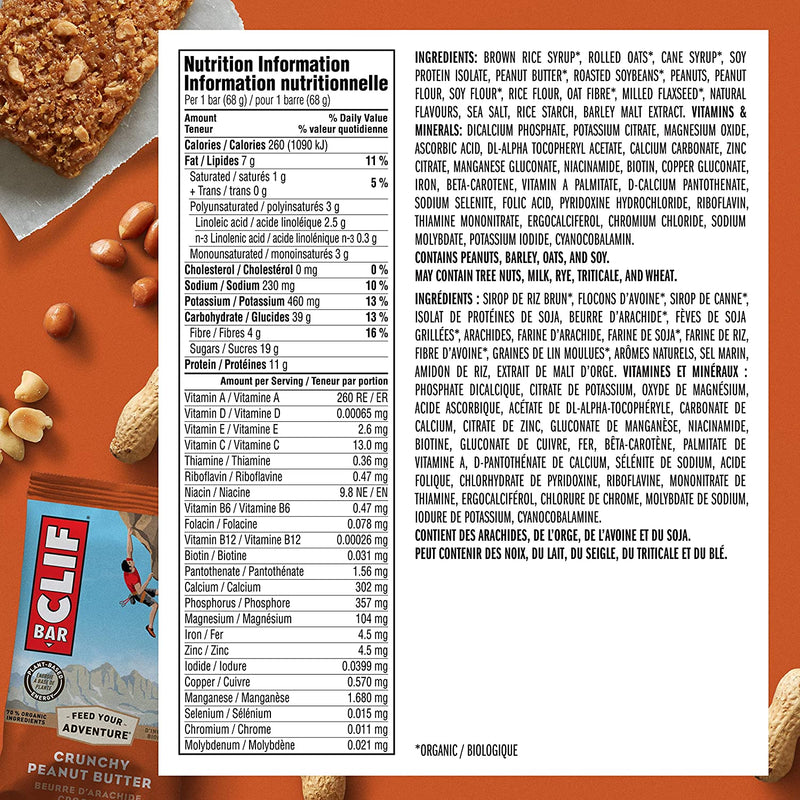 ENERGY BARS (70% organic) Crunchy Peanut Butter / 12x68g