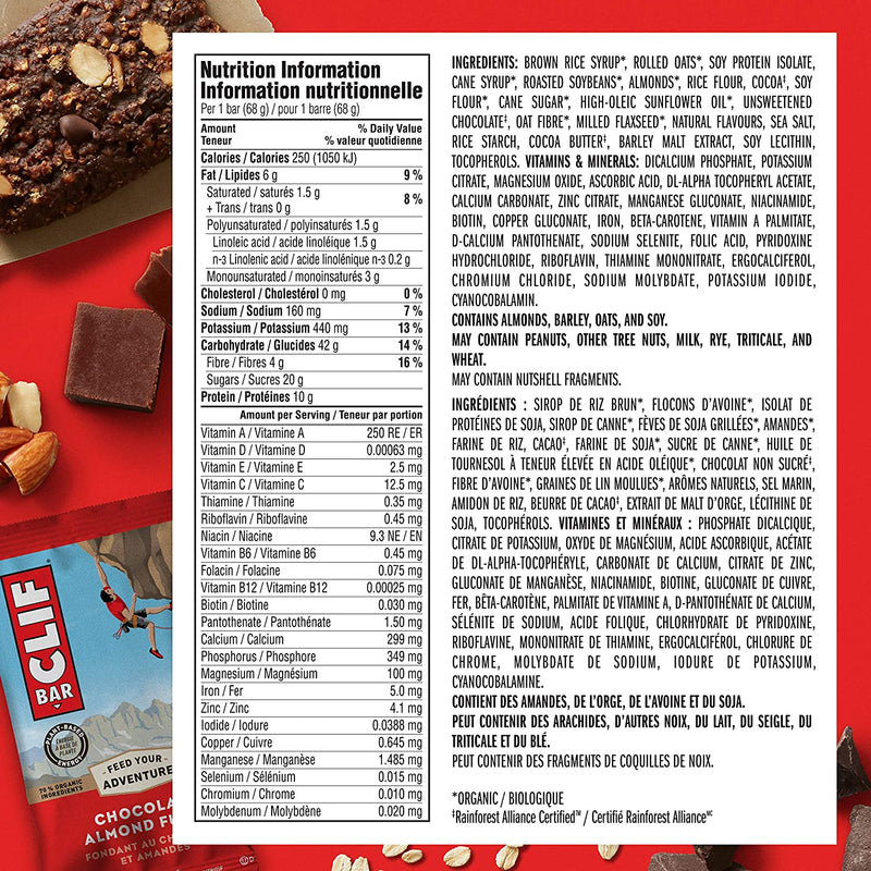 ENERGY BARS (70% organic) Chocolate Almond Fudge / 12x68g