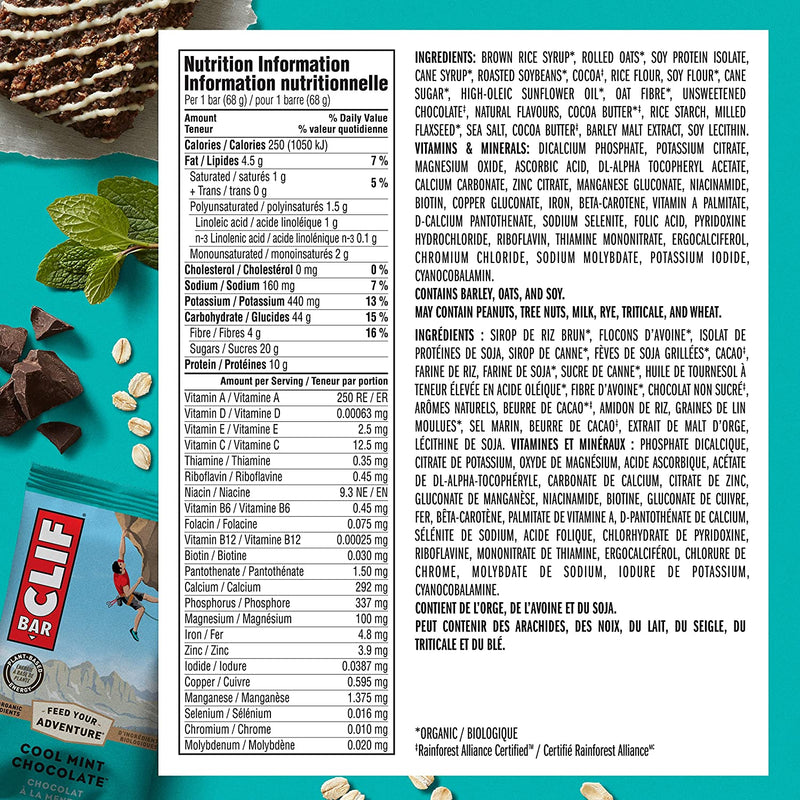 ENERGY BARS (70% organic) Cool Mint Chocolate (w/Mint Icing) / 12x68g
