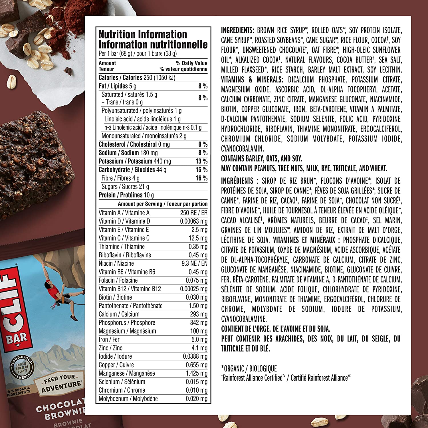 ENERGY BARS (70% organic) Chocolate Brownie / 12x68g