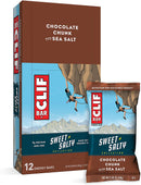CLIF Energy Bars (70% organic) - Sweet & Salty, Chocolate Chunk w Sea Salt 12 pack x 68g - Protein snacks