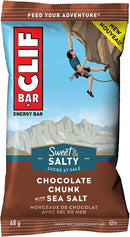 CLIF Energy Bars (70% organic) - Sweet & Salty, Chocolate Chunk w Sea Salt 12 pack x 68g - Protein snacks
