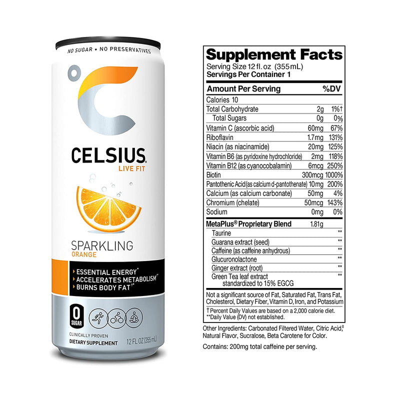 Celsius Live Fit Sparkling Orange / Pack of 12