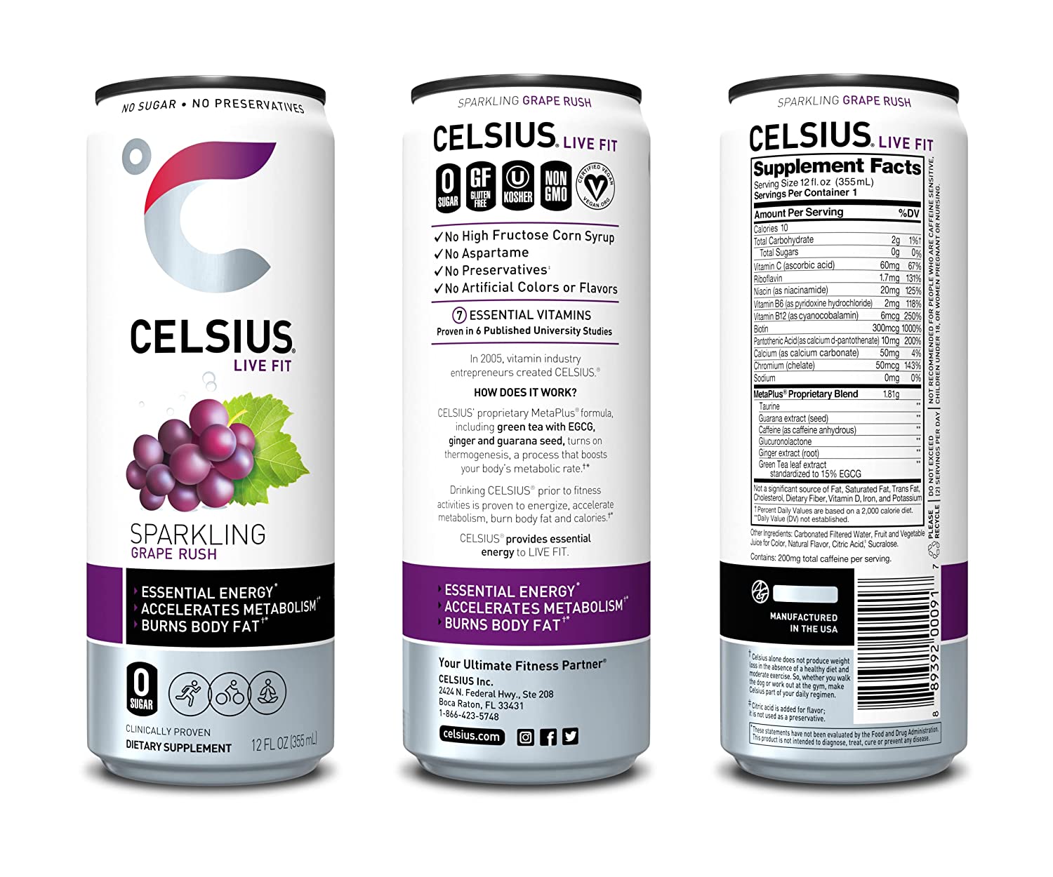 Celsius Live Fit Sparkling Grape Rush / Pack of 12