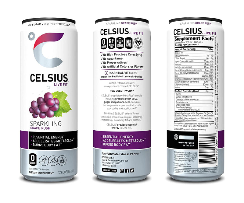 Celsius Live Fit Sparkling Grape Rush / Pack of 12