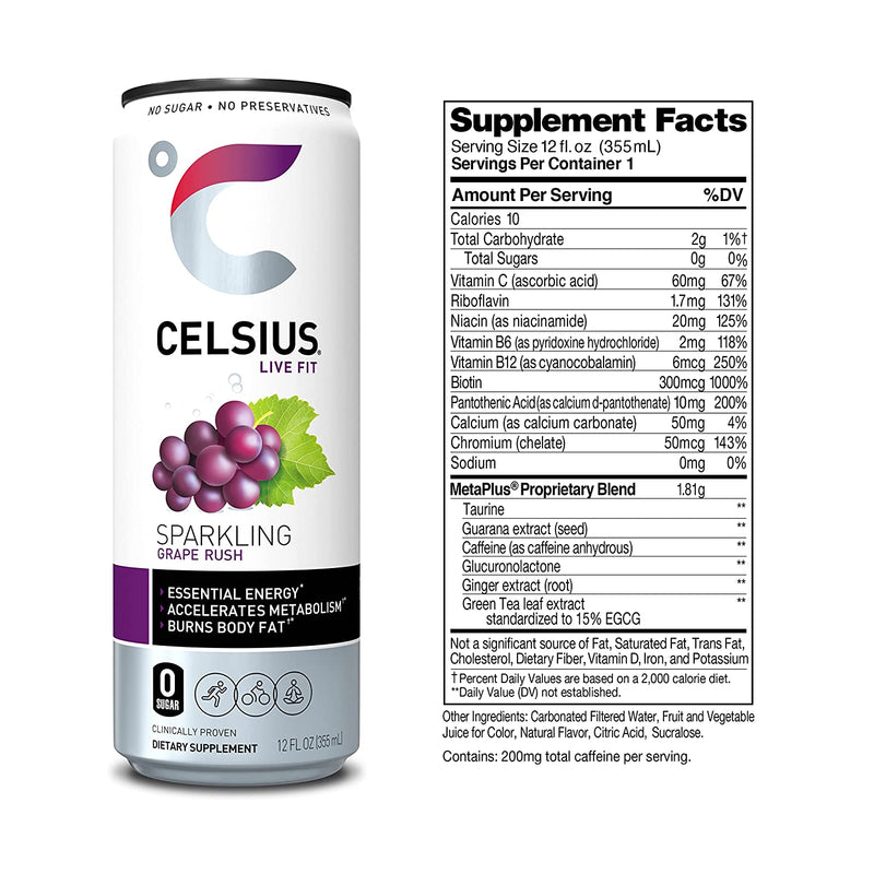 Celsius Live Fit Sparkling Grape Rush / Pack of 12