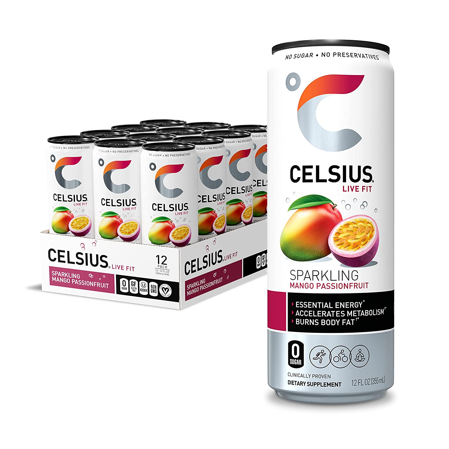 Celsius Live Fit Sparkling Mango Passion Fruit / Pack of 12