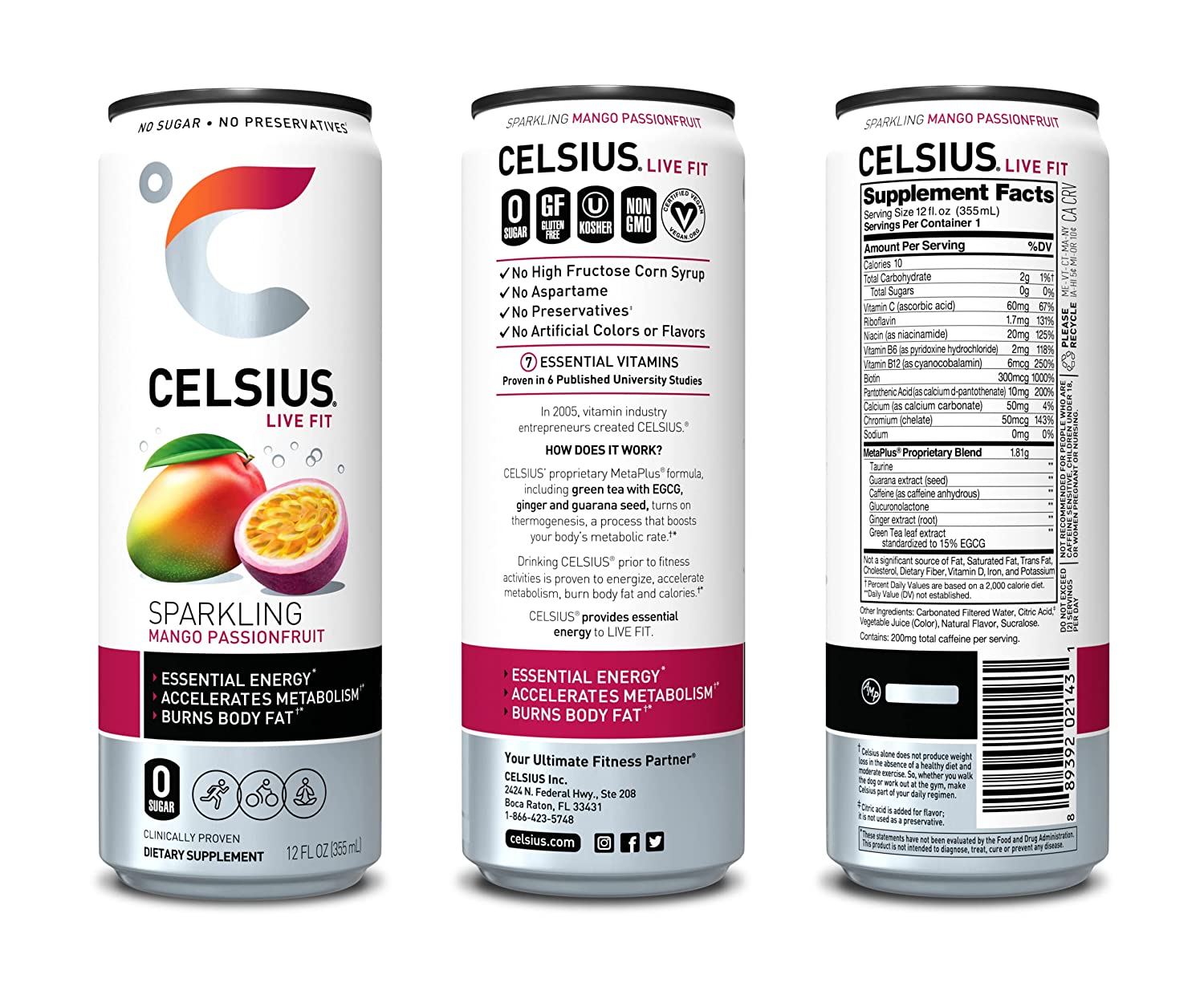 Celsius Live Fit Sparkling Mango Passion Fruit / Pack of 12