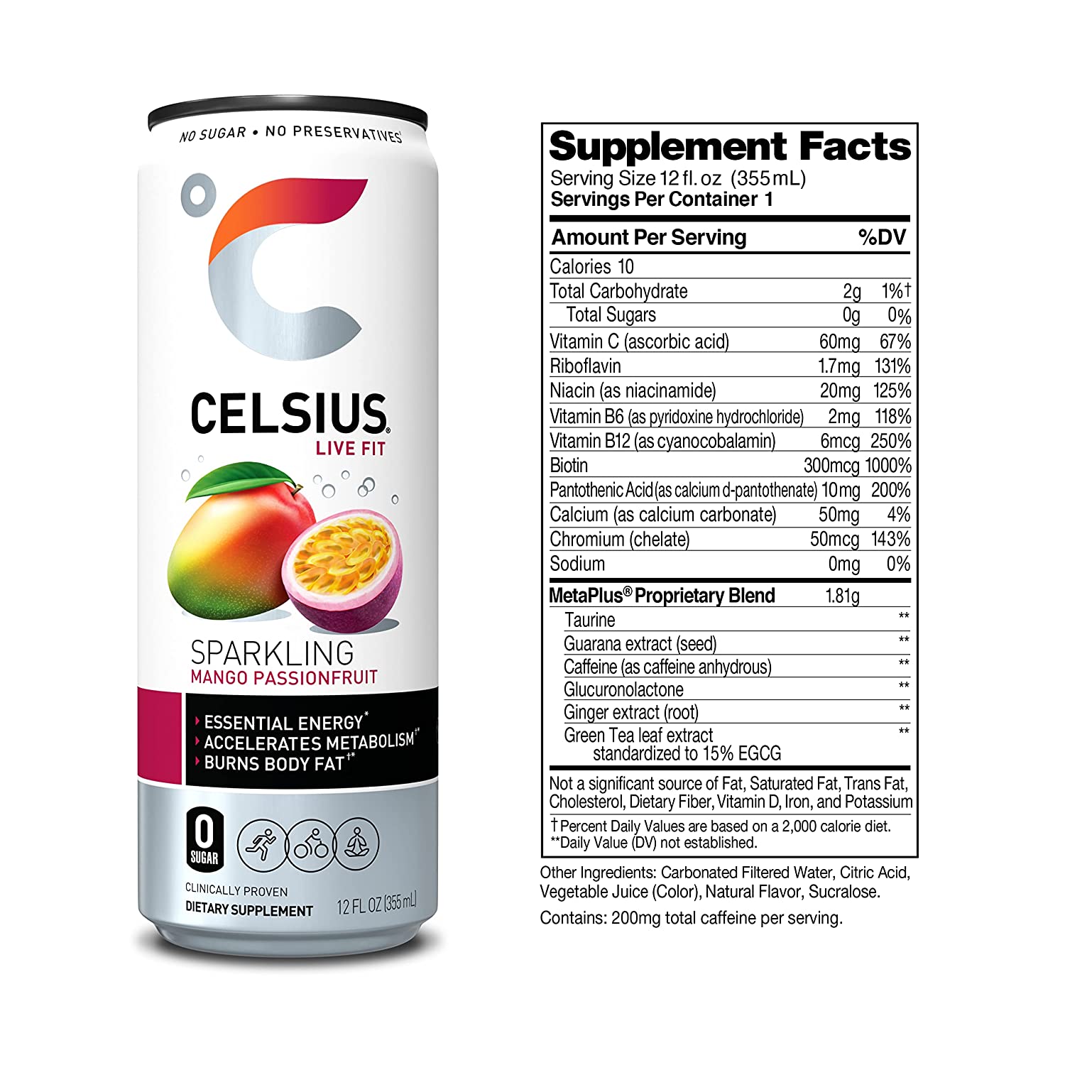 Celsius Live Fit Sparkling Mango Passion Fruit / Pack of 12