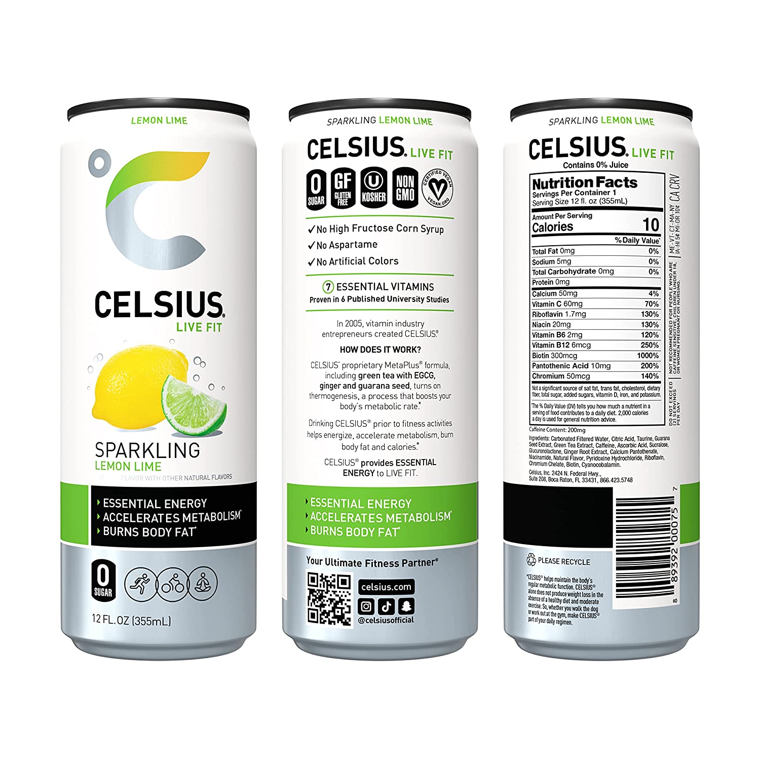 Celsius Live Fit Sparkling Lemon Lime / Pack of 12