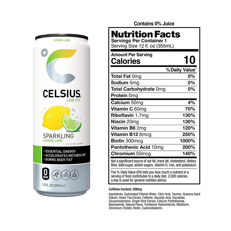 Celsius Live Fit Sparkling Lemon Lime / Pack of 12