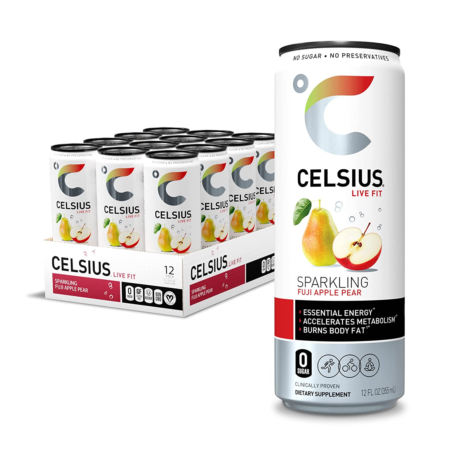 Celsius Live Fit Sparkling Fuji Apple Pear / Pack of 12