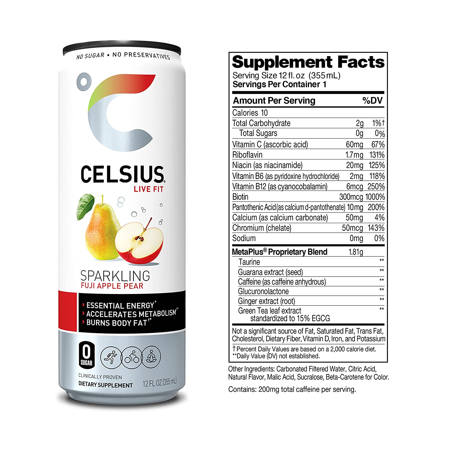 Celsius Live Fit Sparkling Fuji Apple Pear / Pack of 12