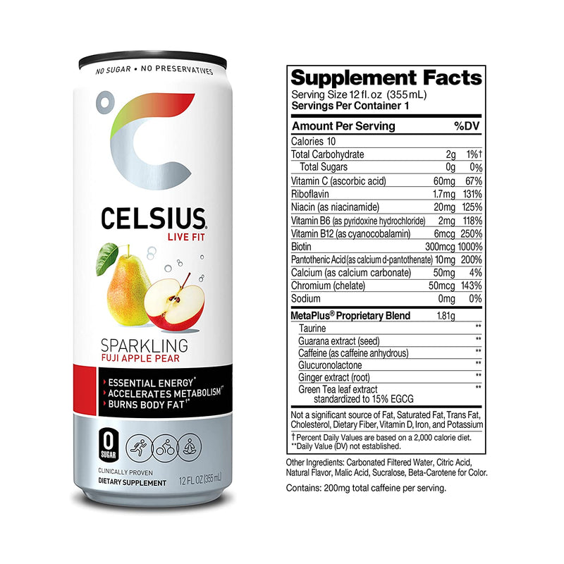 Celsius Live Fit Sparkling Fuji Apple Pear / Pack of 12