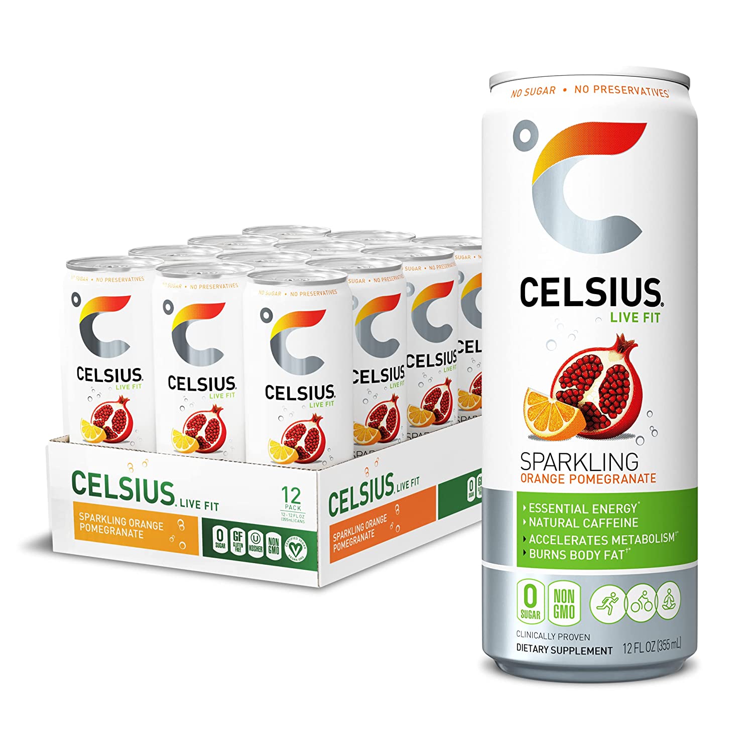 Celsius Stevia Live Fit Sparkling Orange Pomegranate / Pack of 12