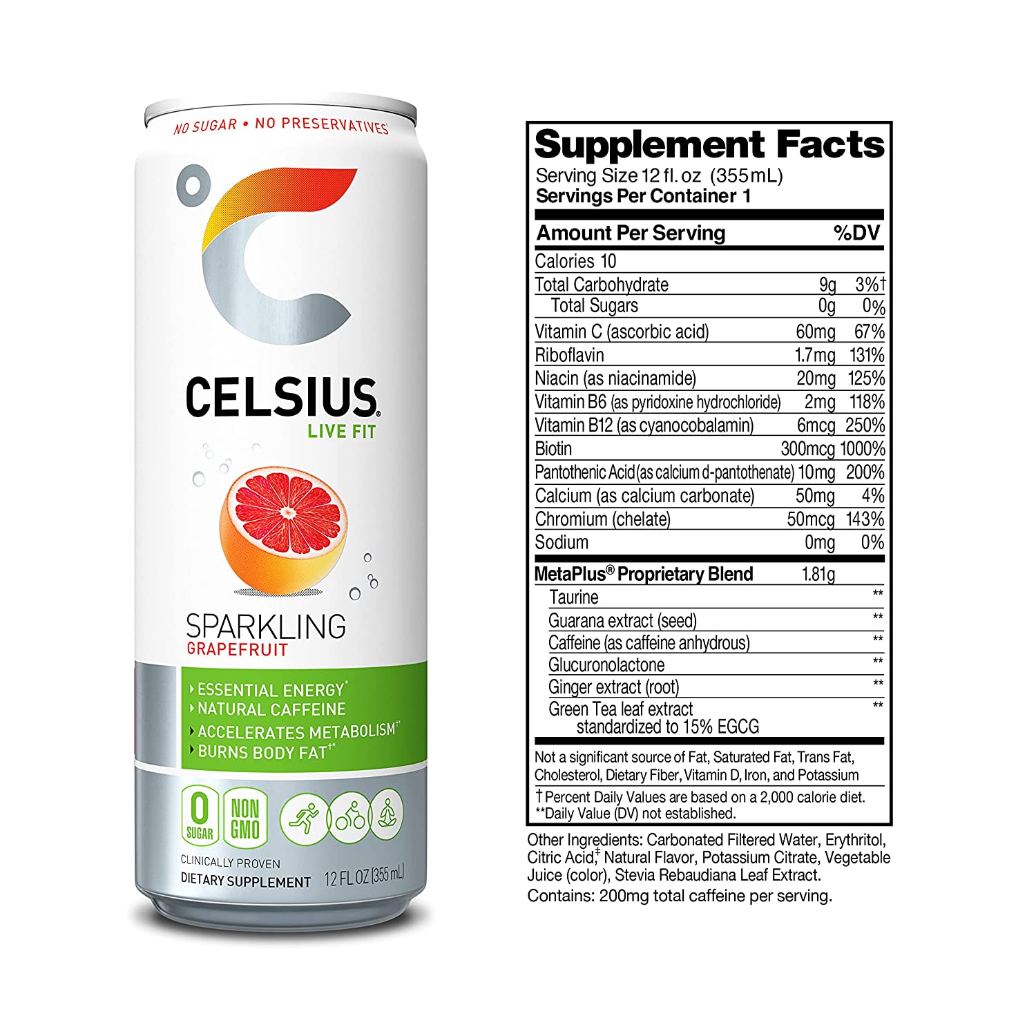 Celsius Stevia Live Fit Sparkling Grapefruit / Pack of 12